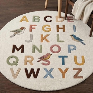 Hand Tufted Alphabet Learning Rug | Kids Room, Playroom, Montessori, Educational, Preschool, Nursery Rug image 5