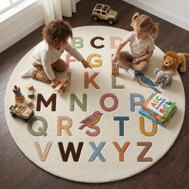 Hand Tufted Alphabet Learning Rug | Kids Room, Playroom, Montessori, Educational, Preschool, Nursery Rug image 10