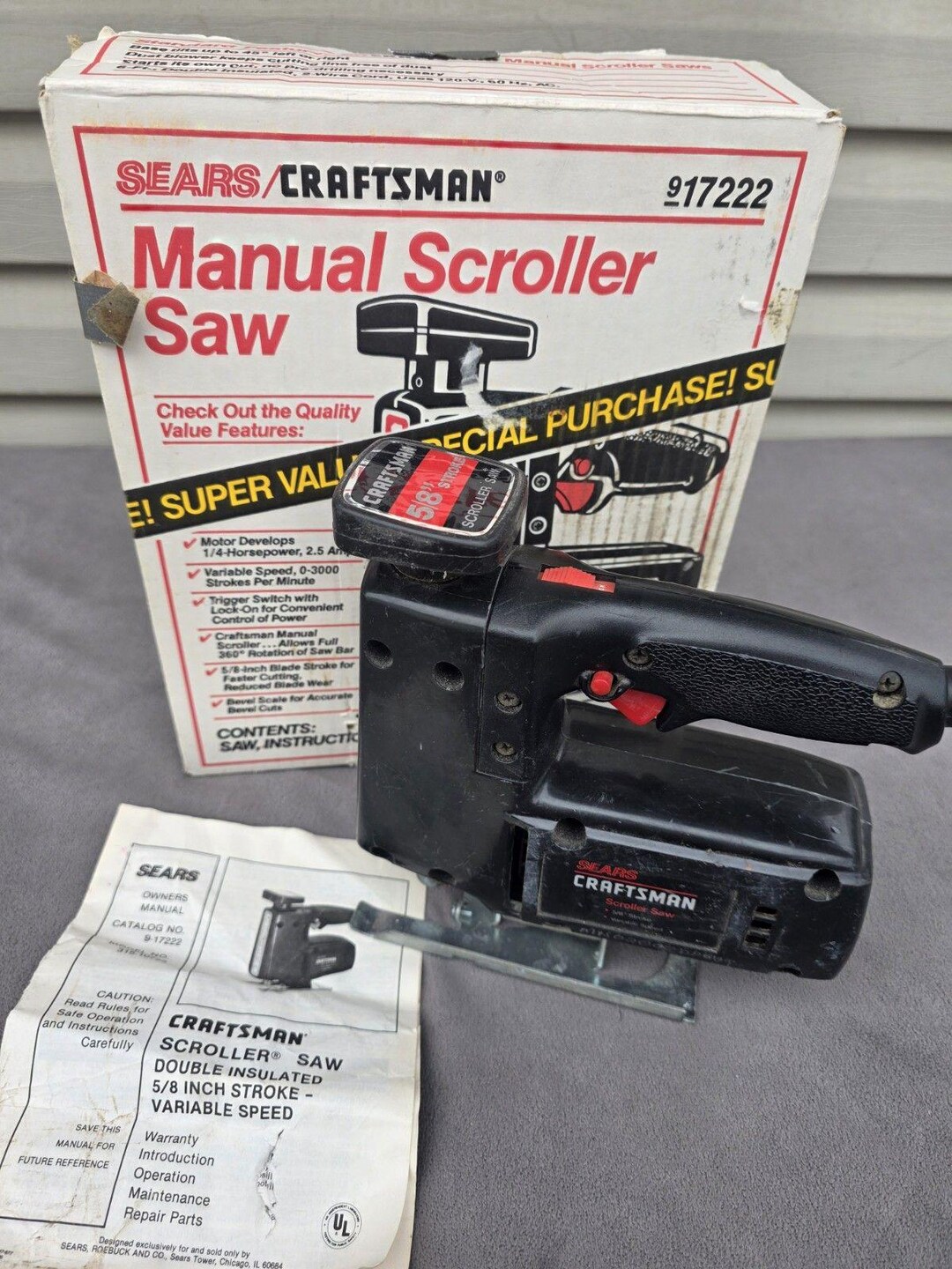 Sears/craftsman Vintage Scroller Saw/edge Guide 17222 W/ Manual ...