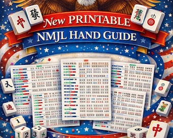 Printable Mahjong Cheat Sheet, Mahjong Hands, Beginner Mahjong Help, NMJL Card Reference, American Mahjong, Mahjong Gift