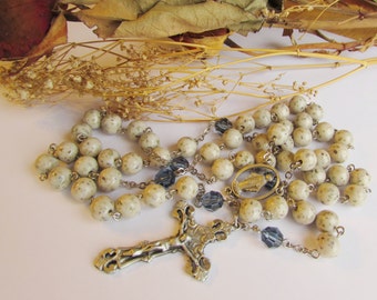 Flower petal rosary or prayer beads using your special items from funeral, wedding, first communion or keepsake