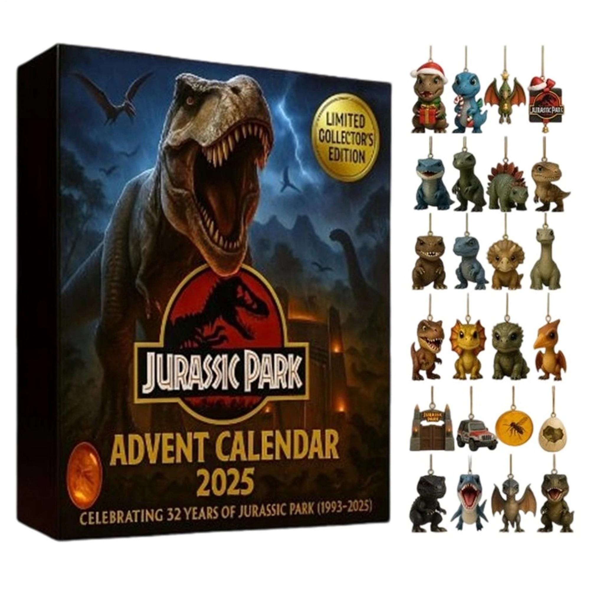 Discover 2025 Dinosaur Advent Calendar, 24 Days Christmas Dinosaur Advent, 2D Acrylic Ornaments, Christmas Gift