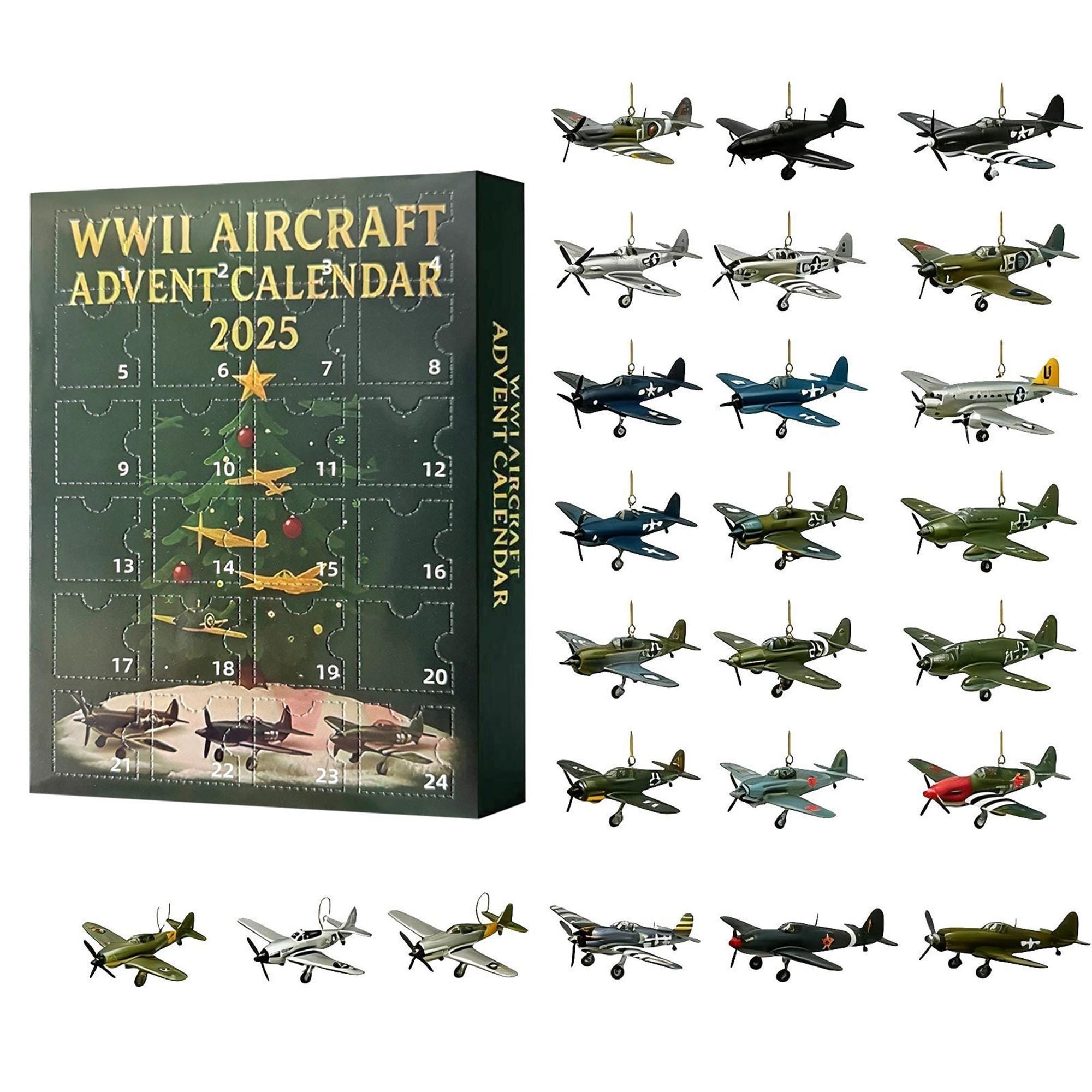 Discover 2025 Aircraft Advent Calendar, 24 Days Christmas Countdown Calendar, 2D Acrylic Ornaments, Christmas Gift