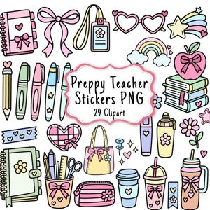 Imágenes prediseñadas de cosas de profesora pija, Vida de profesora PNG, Decoración de aula PNG, Material escolar PNG, Imágenes prediseñadas de educación, Cosas de profesora (Descarga digital)