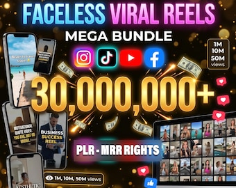 30,000,000+ Viral Reels Mega Bundle (PLR/MRR) | Faceless Reels Content | Instagram Reels, TikTok & YouTube Shorts | Digital Download