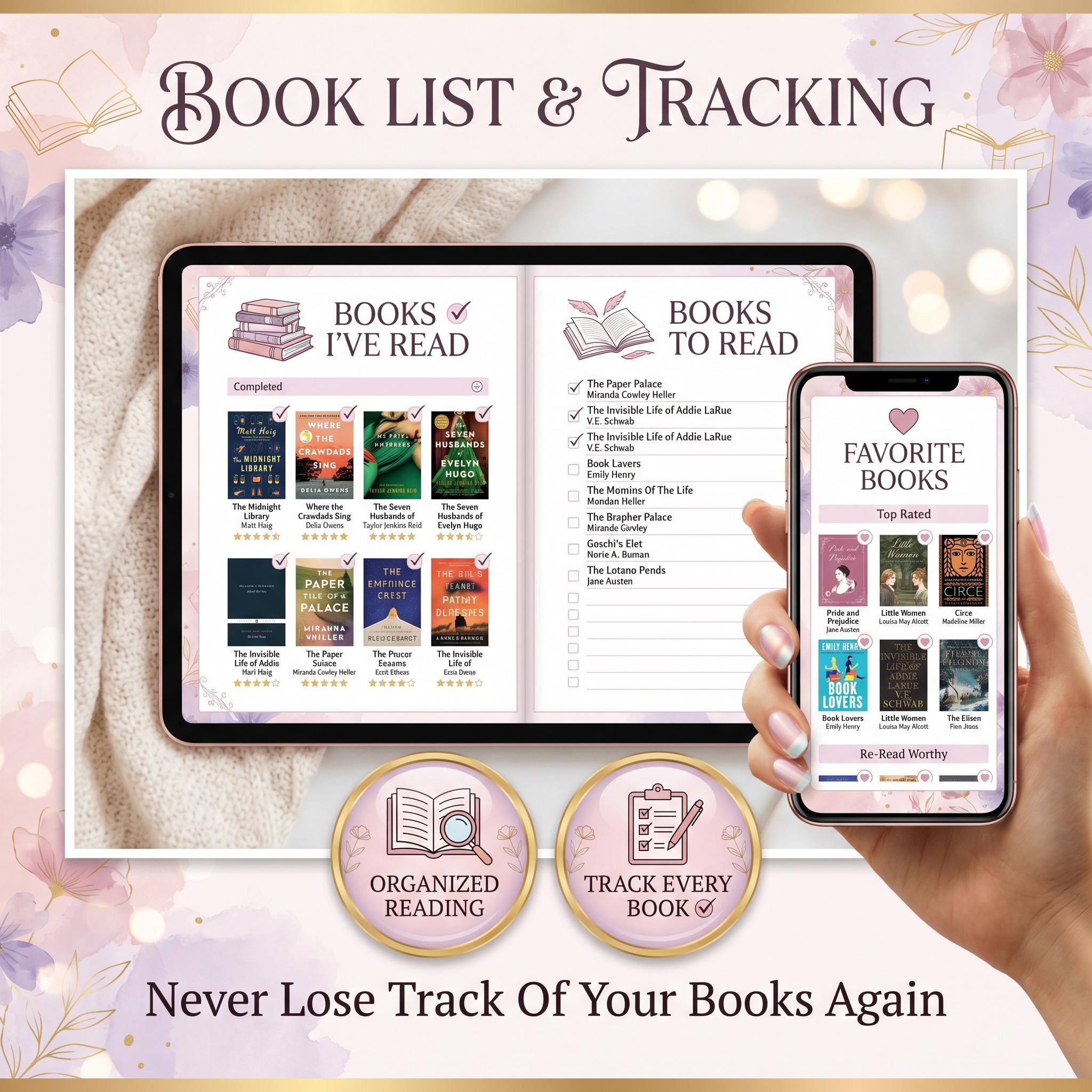 Reading Journal Digital Planner for iPad & Android Gift for Book Lover ...