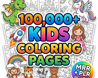 100,000+ Kids Learning Bundle PLR MRR Rights | Preschool Worksheets, Coloring Pages, Homeschool Activities PDF