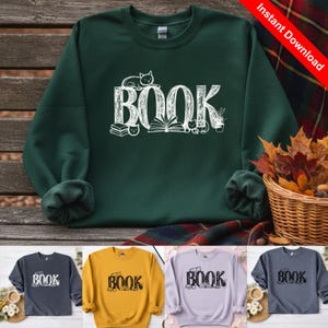 Kritzel Katze Buchliebhaber Design SVG PNG | Bibliothek Humor Shirt | Digitaler Download