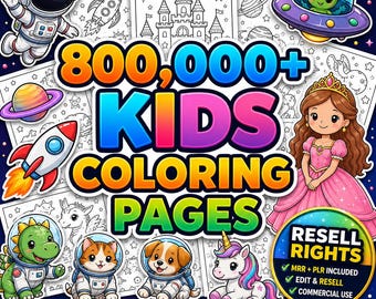 800,000+ Kids Learning Activities Bundle PLR MRR Rights | Coloring Pages & Worksheets | Homeschool Printables PDF