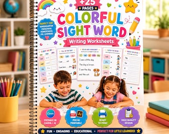 Colorful Sight Word Writing Worksheets | Read Trace Write Printable | Kindergarten Literacy Activity PDF