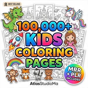 Paquete de más de 100.000 dibujos para colorear, descarga en PDF con derechos PLR/MRR.