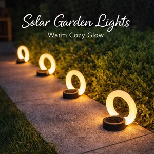 Anillos de luces solares para jardín – Luces LED impermeables para caminos exteriores, decoración de jardín, iluminación paisajística moderna, juego de 1 o 4