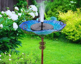 Solar Bird Bath Fountain Bowl – Outdoor Garden Water Feature, Glass Bird Bath Stand, Patio Decor, Bird Feeder Spa, Backyard Wildlife Decor