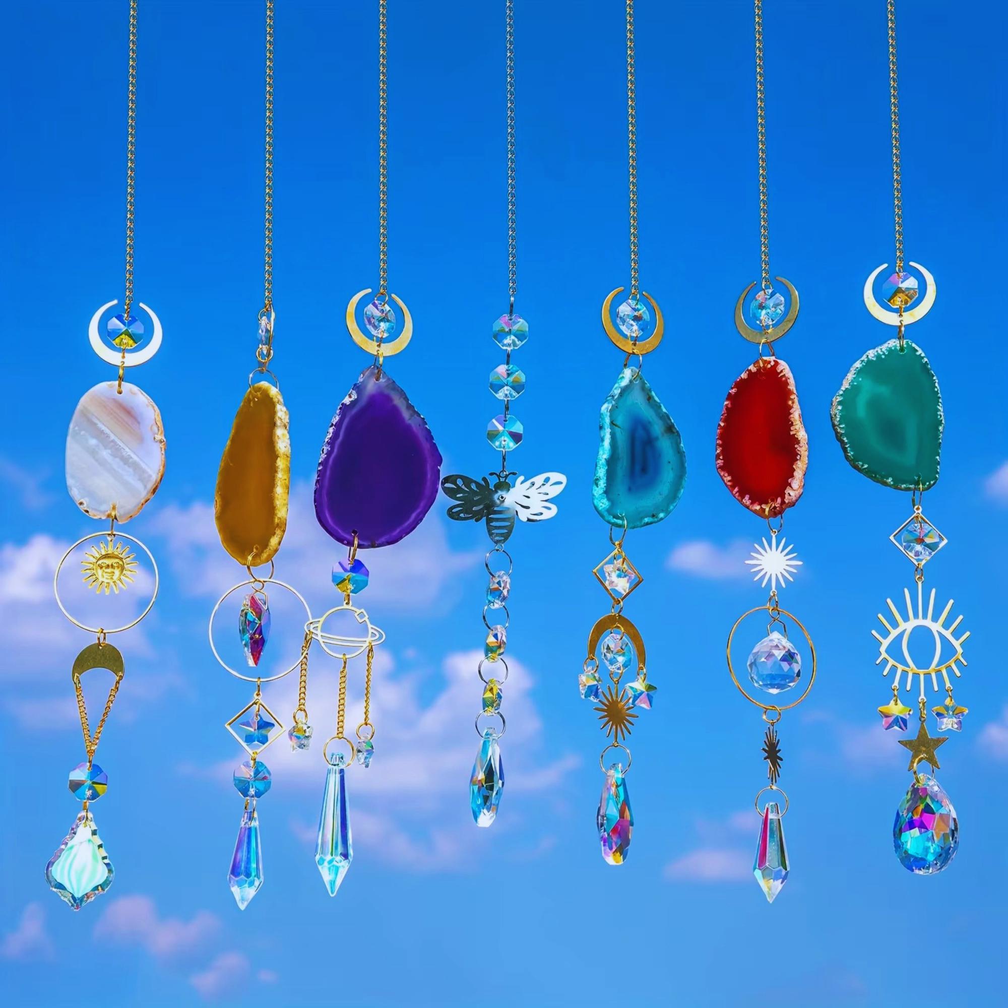7 Crystal Suncatcher Window Hanging – Rainbow Light Maker, Boho Sun ...