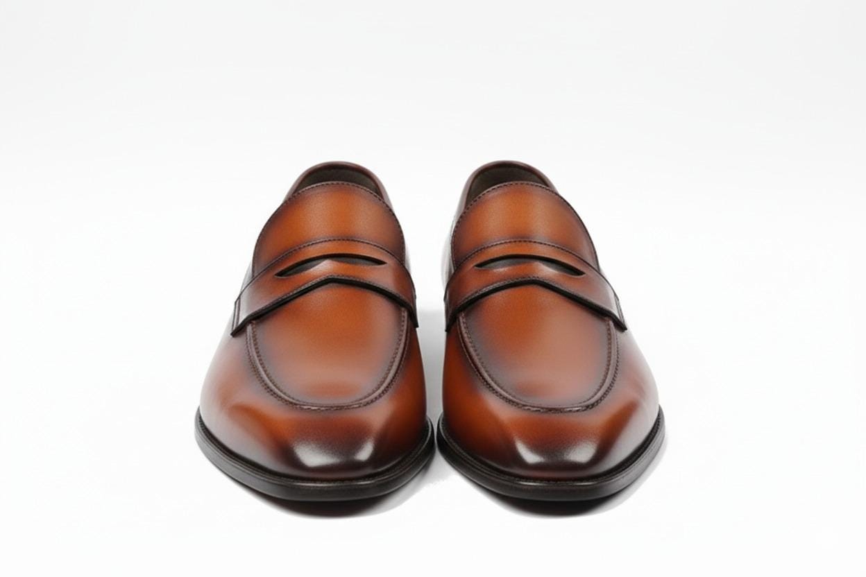 UNDANDY Handmade Leather Penny Loafers – Size EU 44 (US 10.5–11) – Cognac Brown Cognac Penny Loafers Italian Calf Leather | Handmade in  main image 4