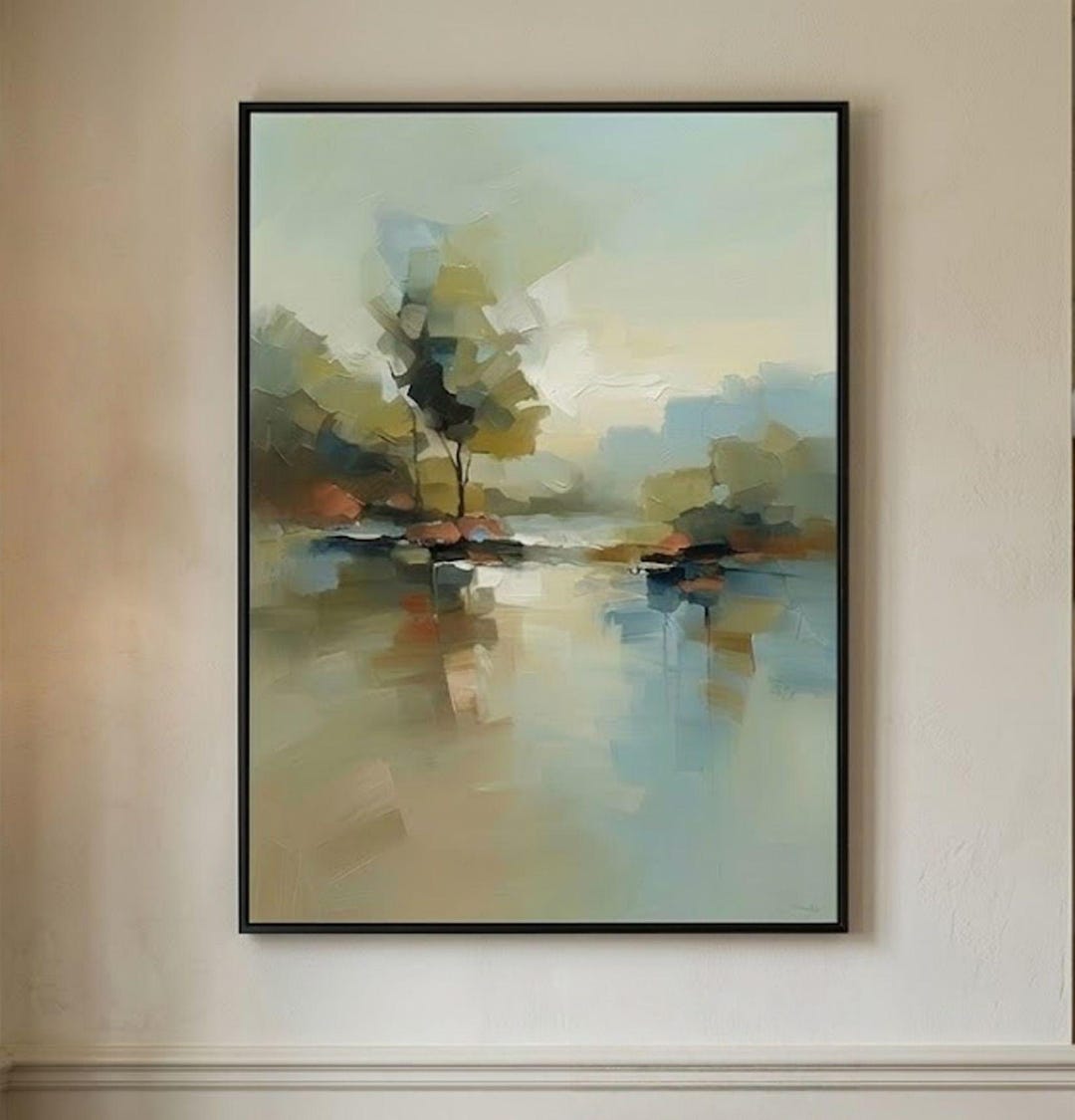 Large Abstract Landscape Oil Painting, Original Impasto Canvas Wall Art ...