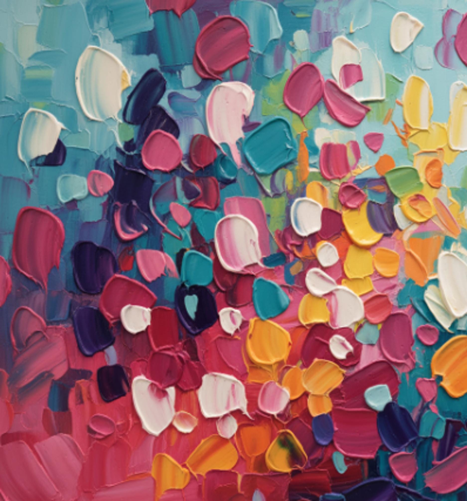 Abstract Colorful Block Oil Painting on Canvas, Large Textured Impasto ...
