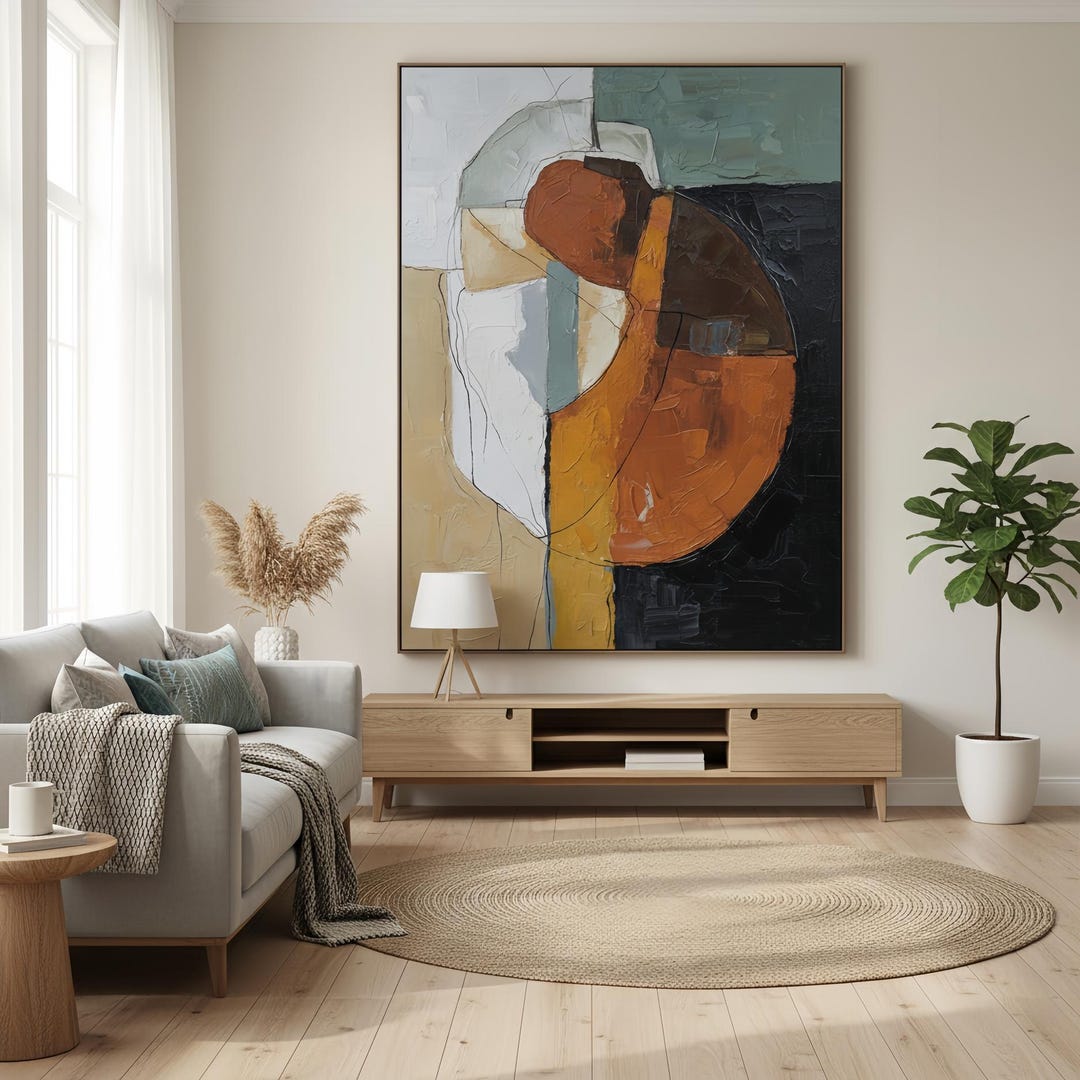 Large Abstract Art Painting on Canvas, Modern Textured Wall Art, Rust ...