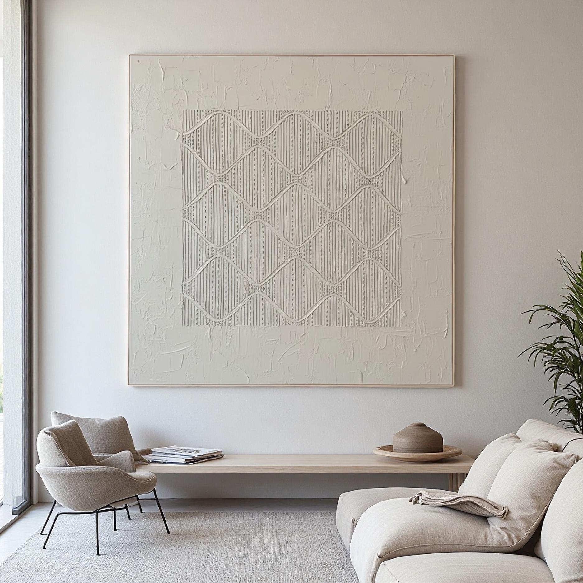 Large Abstract Textured Wall Art | Minimalist Plaster Effect Painting ...