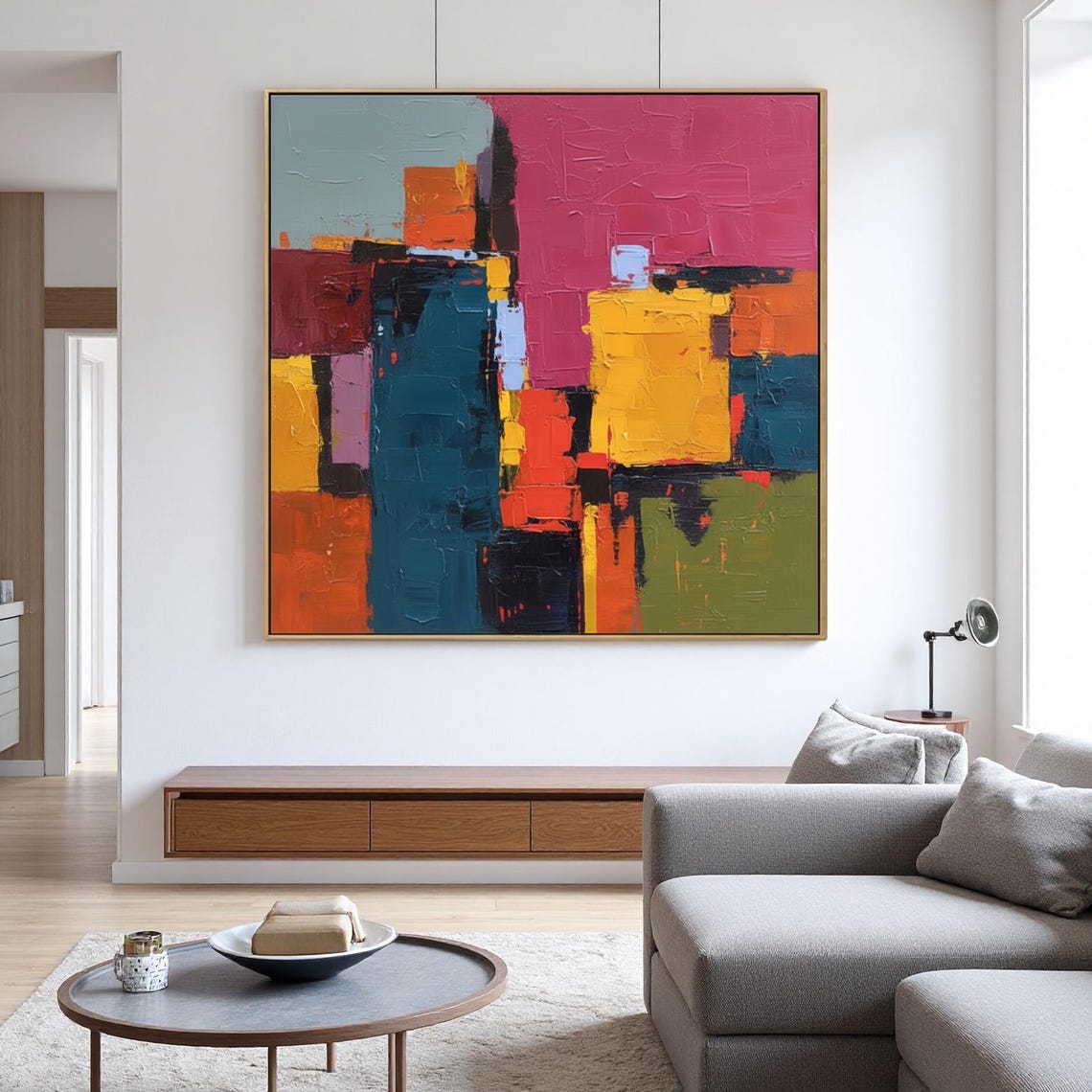 Large Original Abstract Oil Painting Vibrant Textured Canvas Art Modern ...