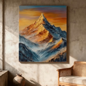 Original Golden Mountain Ölgemälde Auf Leinwand, Abstrakte Landschafts Ölgemälde, Benutzerdefinierte Ölgemälde, Große Wandkunst, Esszimmer Dekor