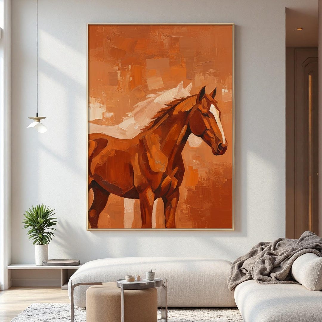 Majestic Abstract Horse Painting | Large Textured Canvas Art | Modern ...