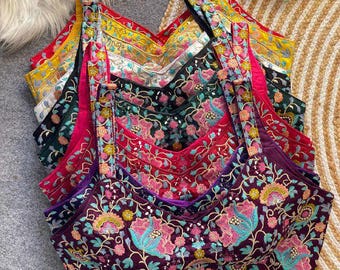 Handmade Mirror Work Spaghetti Blouse for Women | Gajji Silk Sleeveless Saree Blouse | Indian Wedding Party Wear Crop Top | Back Open Choli