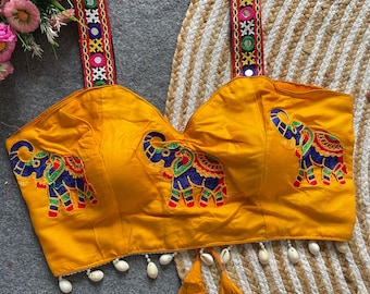 Handmade Elephant Embroidered Choli for Navratri, Garba & Weddings