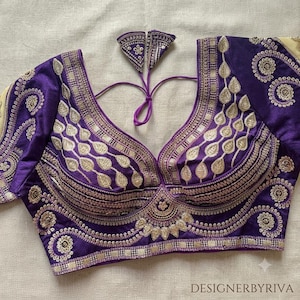 Rani Cutwork Heavy Gold Zari Sequence Italian Silk Bridal Blouse Top