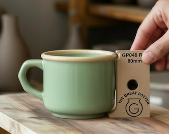 Ribbed Rim Inset Foot 'GP049 RIB' Ergonomic Utility Style Ceramic Mug Shaping Profile Template For Artisan Ceramicists Studio Supplies