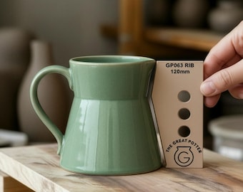 Angled Incline/Decline 'GP063 RIB' Modernist Jug Style Technical Wheel Throwing Shaping Gauge For Artisan Ceramicists And Hobbyist Potters
