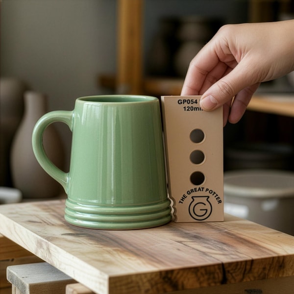 Jarro cônico com nervuras 'GP054 RIB' Caneca alemã estilo Stein, molde para torno de oleiro com ranhuras, ideal para ceramistas e oleiros amadores.
