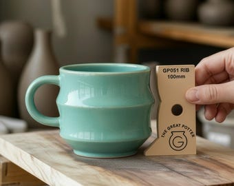 Curved Brutalist Footed 'GP051 RIB' Mid-Century Style Pottery Ceramic Profile Mug/Bowl/Vase Shaping Tool For Professional & Hobbyist Potter