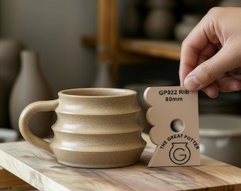 Wavy Curvy Pottery 'GP022 RIB' Profile Tool, Wave Silhouette Mug/Vase Form Groover Texture Gauge Template For Pottery Production Studio