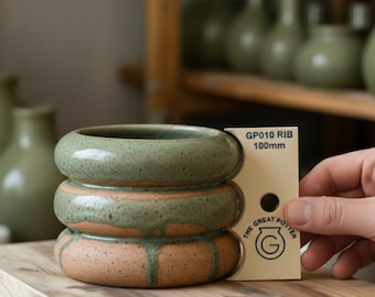 Clay Pot 'GP010 RIB' Sculpture Handmade Bubble Vase Planter Rib Ceramic Tool, Wheel Throwing Wheel Ceramic Planter Shape For Potter Studio