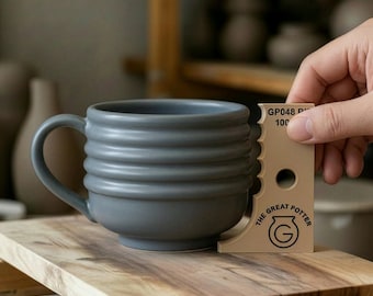 Fluted Curved Inset Foot 'GP048 RIB' Pottery Ceramic Wheel Throwing Template Profile Guide For Production Pottery Studio Workflow Supply