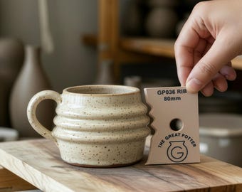Organic Chubby Belly Pottery 'GP036 RIB' Grooved Planter/Mug/Bowl Ribbed Container Profile Template Throwing Gauge For Pottery Studio