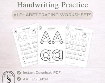 Alphabet Tracing Worksheets (A4): Upper & Lowercase Handwriting Practice for Preschool (Printable PDF)
