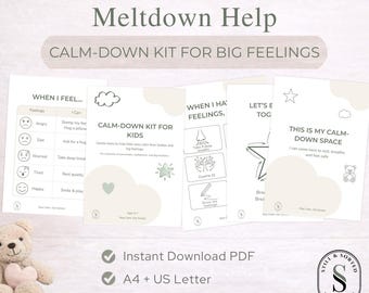 Kit de calma para niños (de 3 a 7 años): herramientas de regulación emocional y crianza respetuosa (set imprimible)