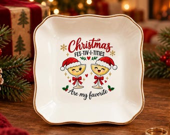 Schattig kerstringenschaaltje voor stellen, feestelijk sieradenbakje met kerstmutsjes, speels kerstcadeau, kerstgeschenk voor koppels