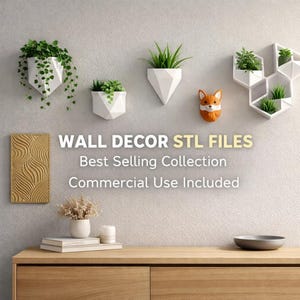 3D Printed Wall Planter STL Files – Modern Decor Collection, Commercial Use