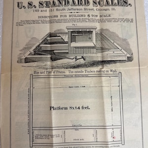 Antique Chicago Scale Company Blueprint – 1800s Engineering Diagram (16x20 inches)