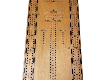 Tablero de cribbage de madera vintage Champion Continuous Track Hecho en EE. UU. Decoración de juegos