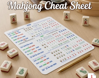 Foglio riassuntivo stampabile per Mahjong 2026, Guida alle mani per Mahjong American Card 2026, Aiuto per principianti di Mahjong, Foglio riassuntivo delle mani - Riferimento visivo per Mahjong