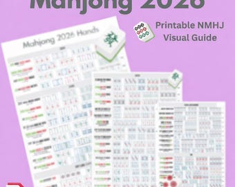 Guía de referencia de tarjetas visuales de Mahjong 2026, diseño de mano simple (descarga en PDF)