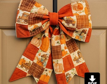The Big Giant Quilted Bow, Beginner Friendly PDF Sewing Pattern, Fabric Quilted Christmas, Oversized Quilted Fabric Bow, Door Bow Hanger