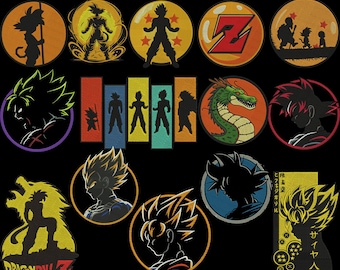 Premium anime embroidery design, Bundle, Anime Inspired Embroidery, premium anime-inspired Goku & Vageta, Machine embroidery design.