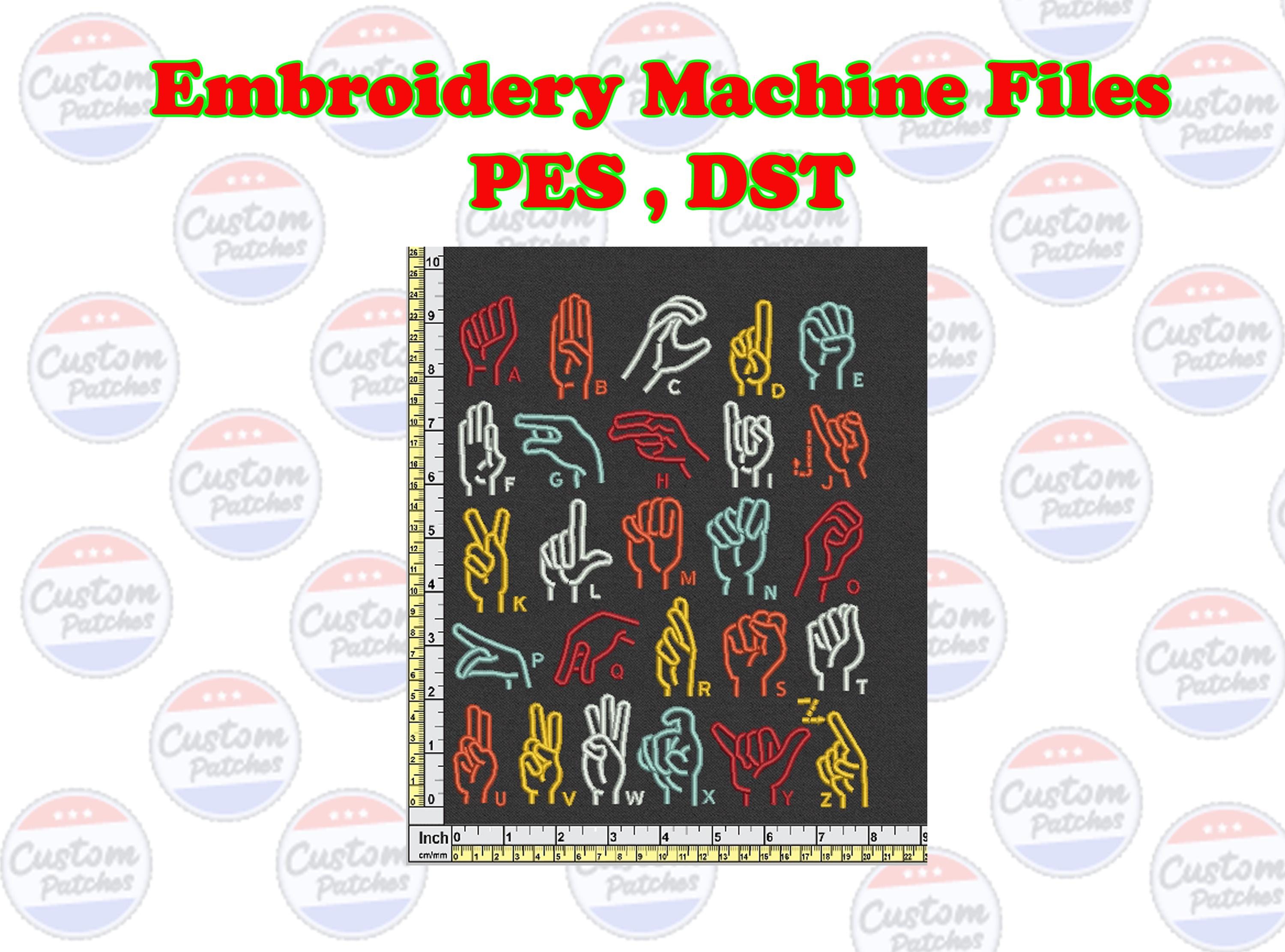 American Sign Language A–Z Embroidery, Sign Language Embroidery Design ...