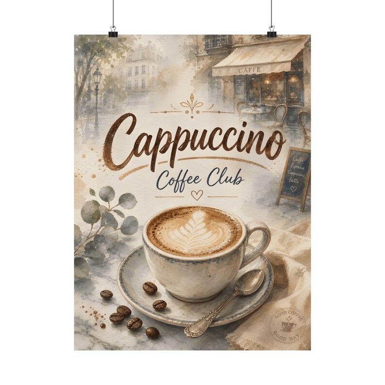 Stampa del Cappuccino Coffee Club, poster vintage da caffetteria, decorazione da parete per la cucina. immagine 10