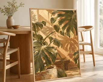 Affiche mate Monstera, style botanique tropical